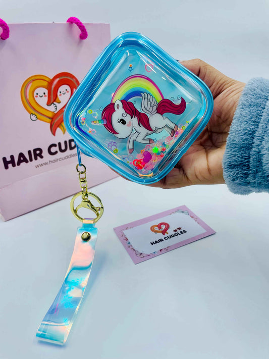 Holographic Princess Unicorn Pouch Keychain | Glitter Bag Charm- Random Piece as per availability