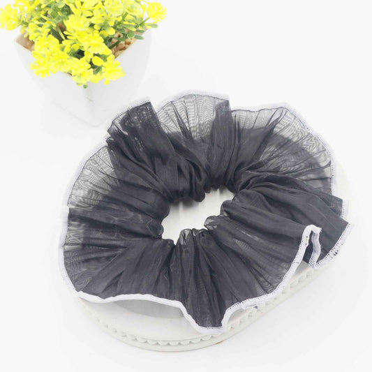 Hair Cuddles Premium Scrunchies Set of 3 for Women & Girls – Black, Ivory & Pink – Soft Fabric Hair Ties for All Hair Types