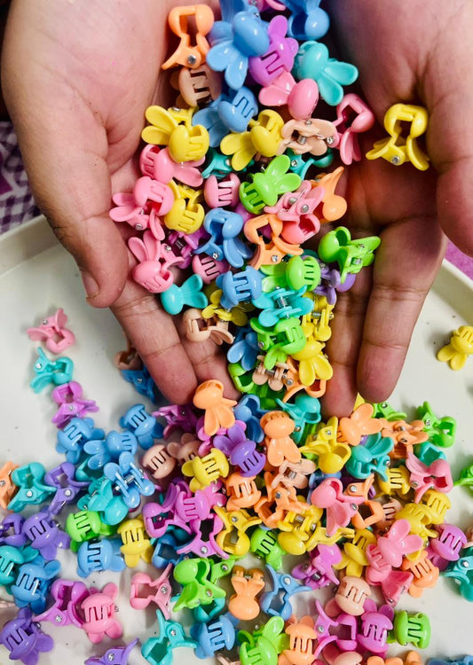 Hair Cuddles Pack of 60 Mini Hair Claw Clips for Women & Girls | Cute Multicolor Small Clutcher Set for Daily Hair Styling | Strong Grip Tiny Hair Clips