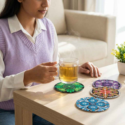 Round Mandala Coaster Set (4 pcs)
