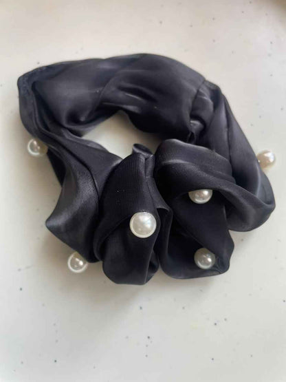 Pearl Satin Scrunchie for Women & Girls- Big Size