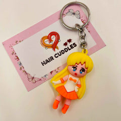 Cute Girl Doll Keychain | Cartoon PVC Keyring | Bag Charm for Kids & Girls