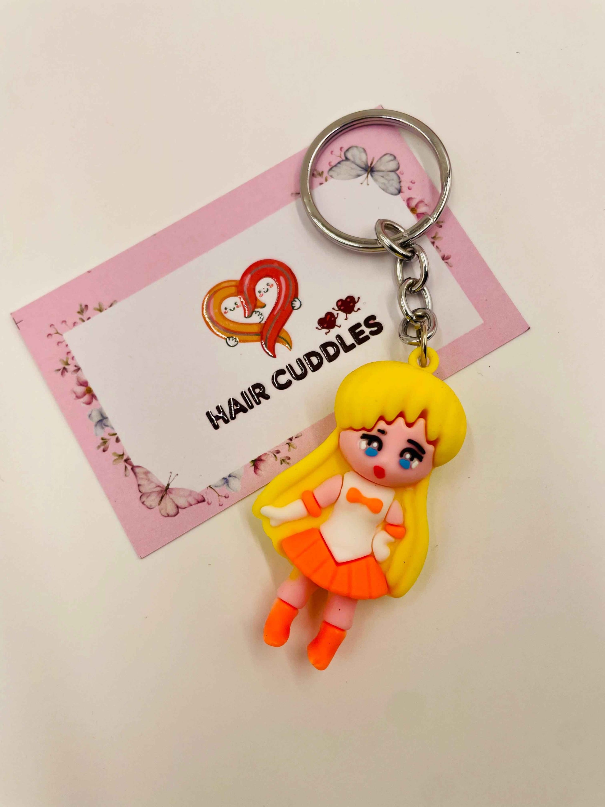 Cute Girl Doll Keychain | Cartoon PVC Keyring | Bag Charm for Kids & Girls