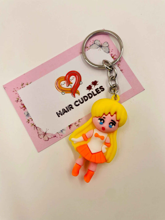 Cute Girl Doll Keychain | Cartoon PVC Keyring | Bag Charm for Kids & Girls