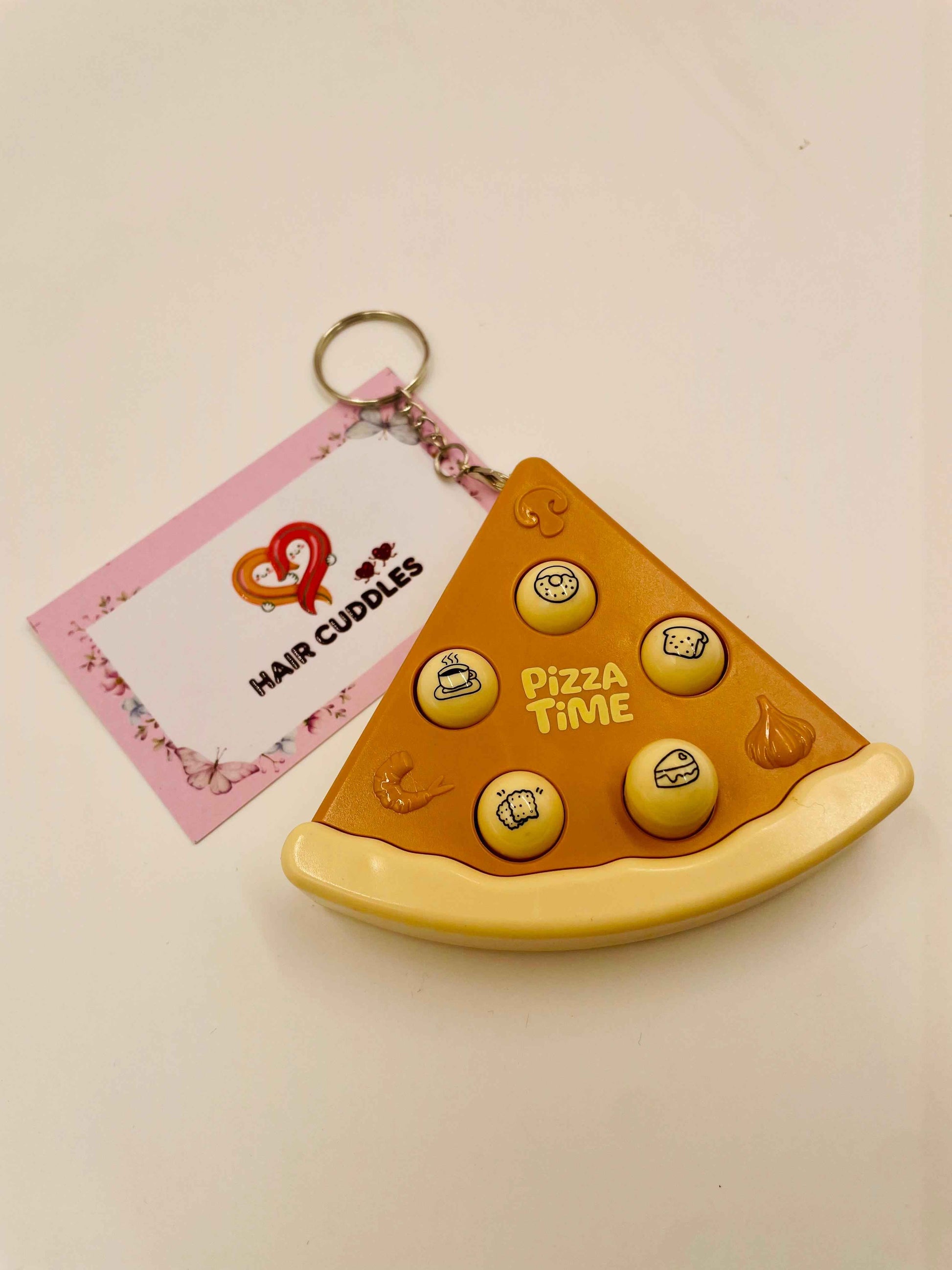Pizza Slice Keychain | Cute Food Keyring | PVC Bag Charm for Kids & Girls