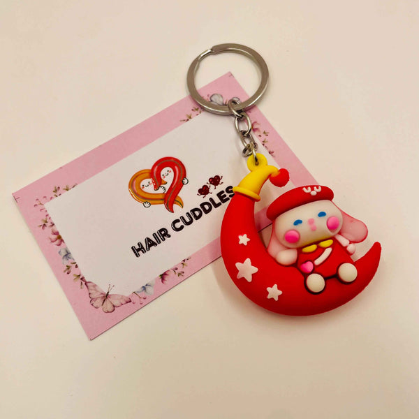 Cartoon Moon Doll Keychain | Designer Key Ring for Bag, Backpack & Car Keys