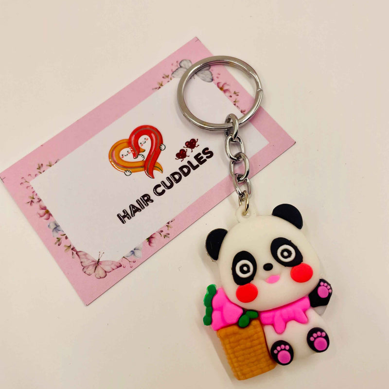 Cute Panda Keychain | Cartoon PVC Keyring | Bag Charm for Kids & Girls