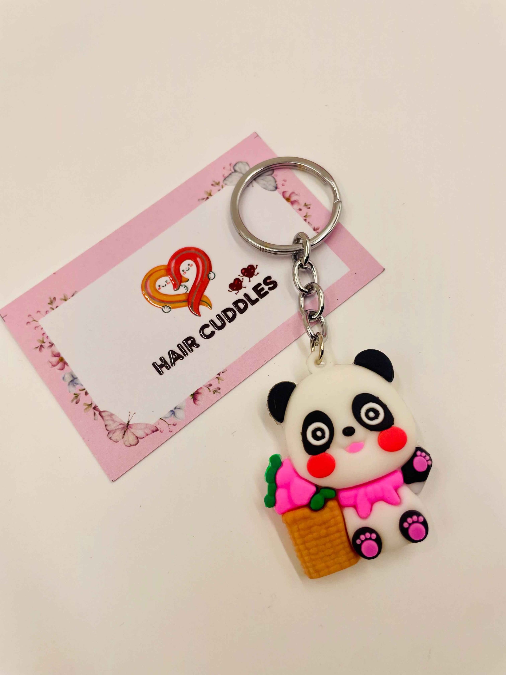 Cute Panda Keychain | Cartoon PVC Keyring | Bag Charm for Kids & Girls