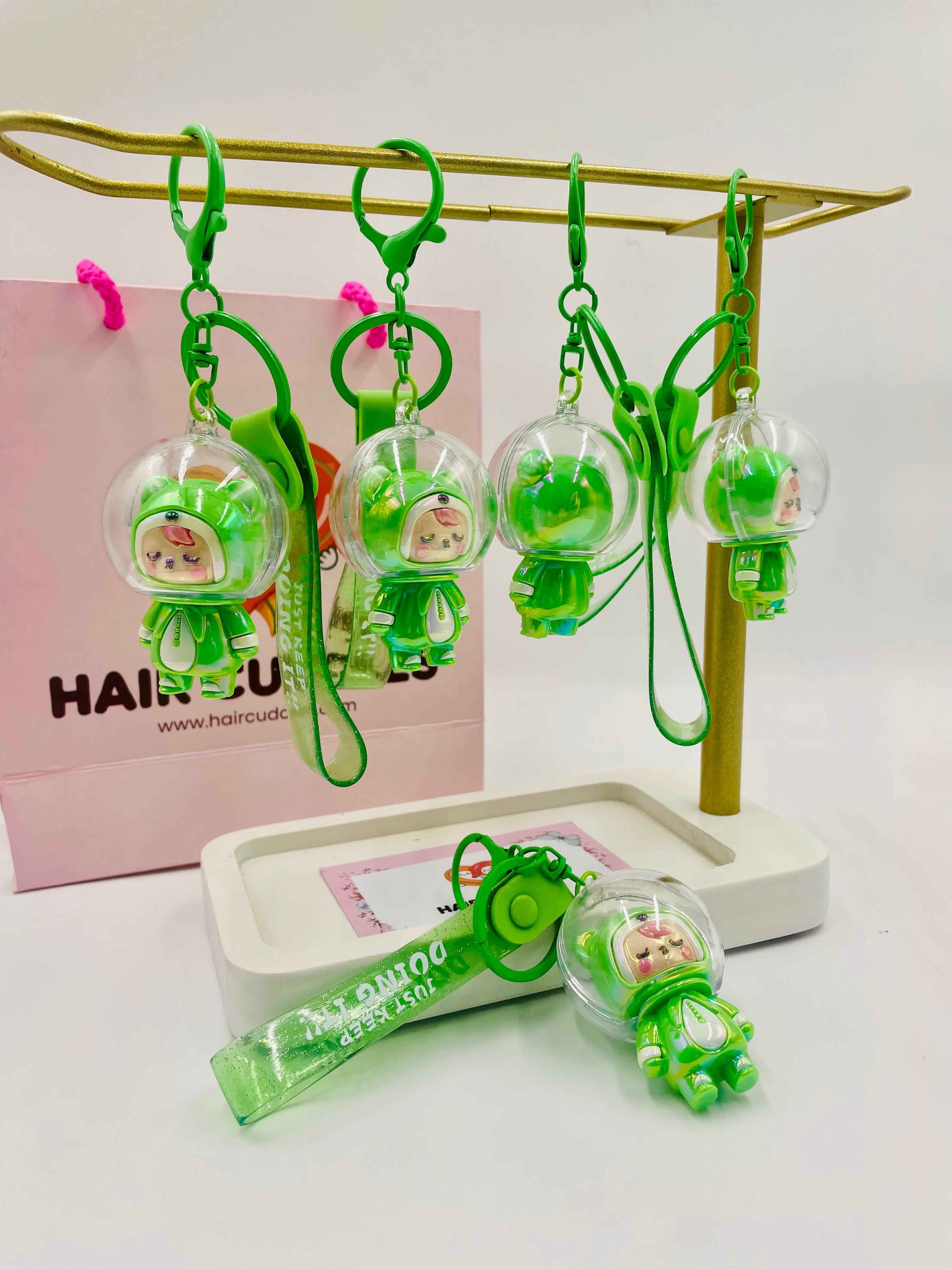 Cute Bear Keychain | Teddy Bear Key Ring for Car Keys, Bag & Backpack | Cartoon Keychain | Green