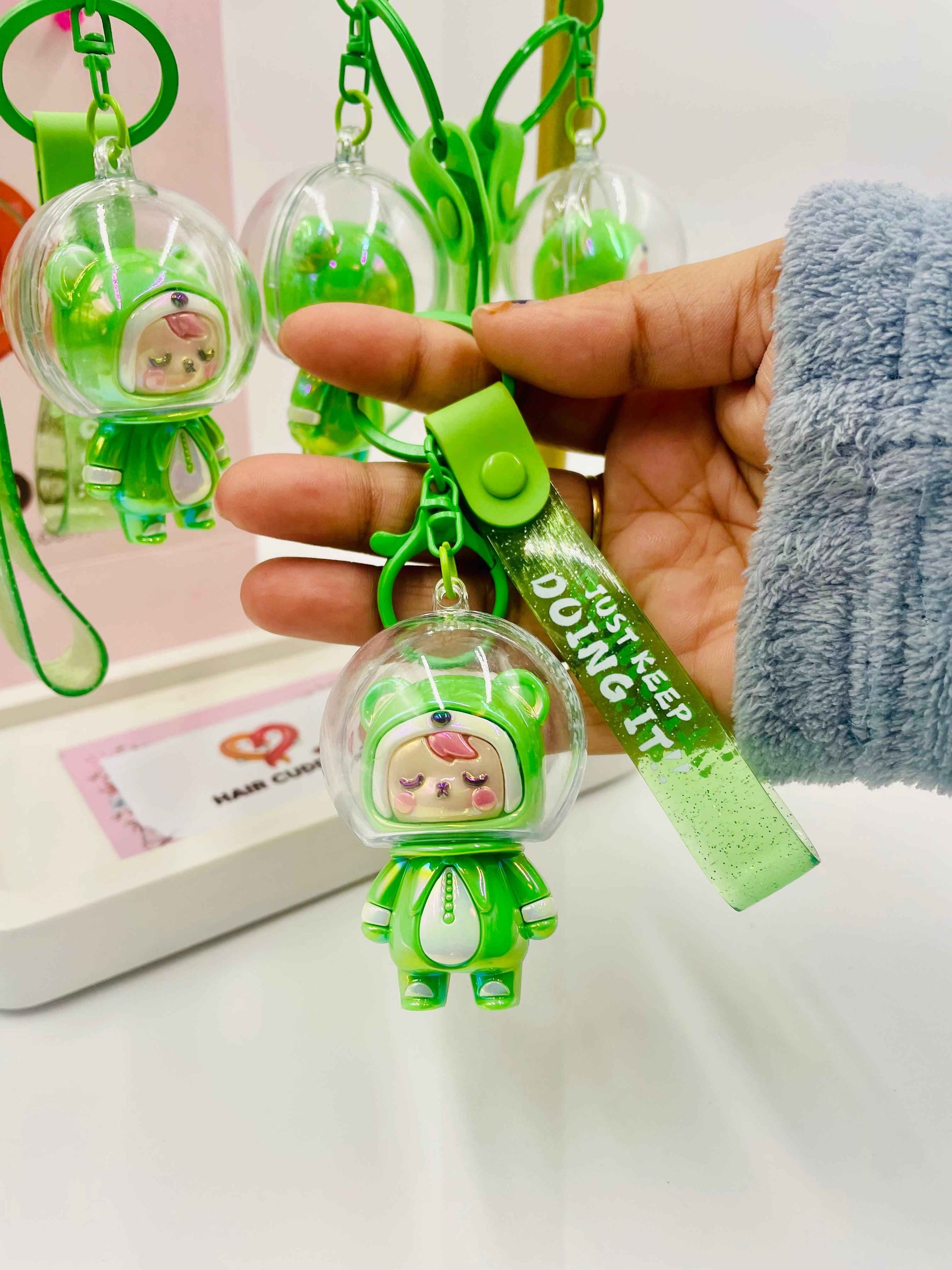 Cute Bear Keychain | Teddy Bear Key Ring for Car Keys, Bag & Backpack | Cartoon Keychain | Green