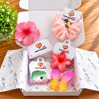 Pink Floral Hair Accessories Combo – 5 Piece Set