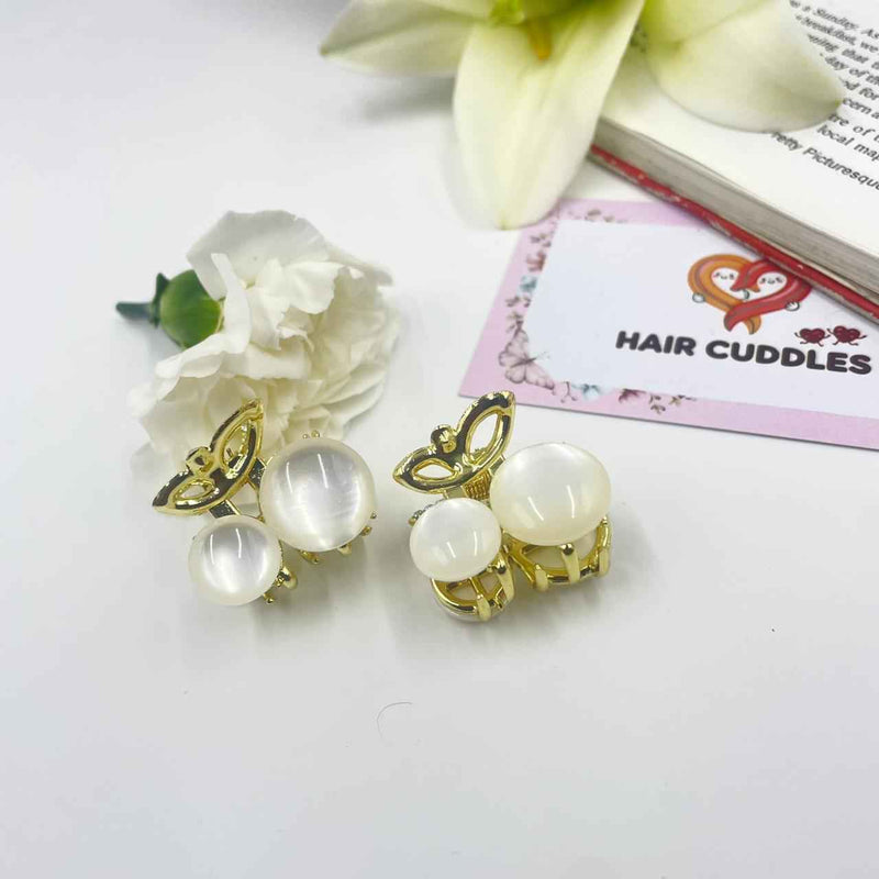 Girls White & Beige Gift Hamper – Elegant Hair Accessories Combo Set