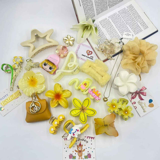 Girls Yellow Gift Hamper – Cute Hair Accessories & Gift Set