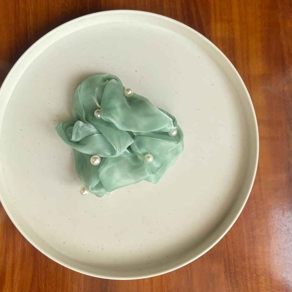 Pearl Satin Scrunchie for Women & Girls- Big Size