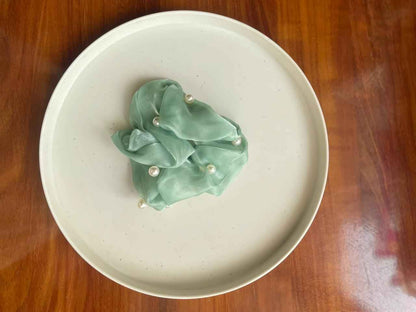Pearl Satin Scrunchie for Women & Girls- Big Size