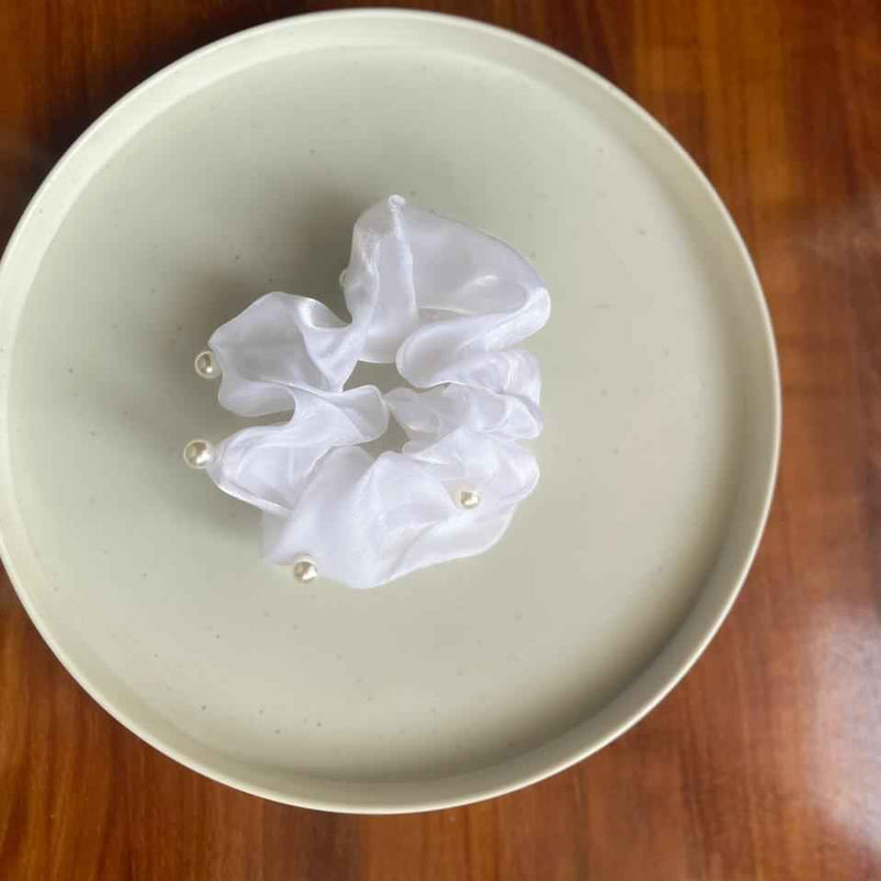Pearl Satin Scrunchie for Women & Girls- Big Size