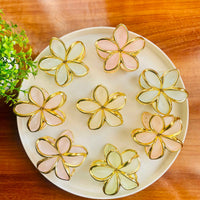 Golden Border Flower Hairclaw Clip - Big Size