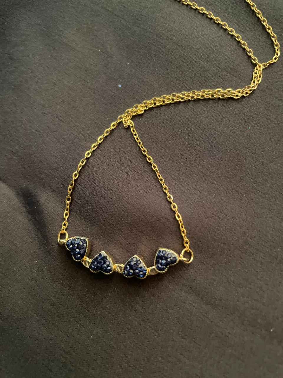 2 in 1 Reversible Heart to Flower Pendant Chain- Red & Blue