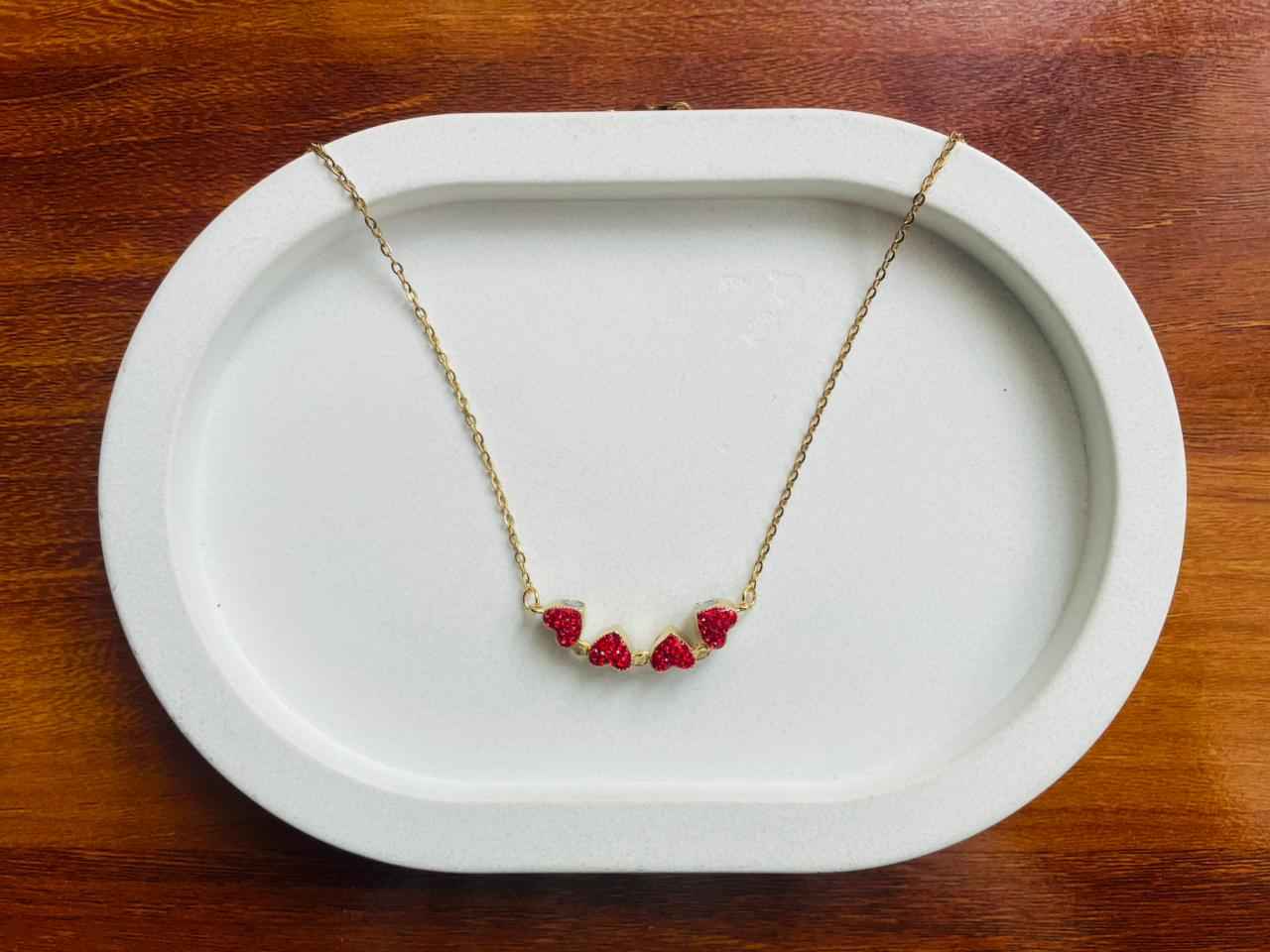 2 in 1 Reversible Heart to Flower Pendant Chain- Red & Blue