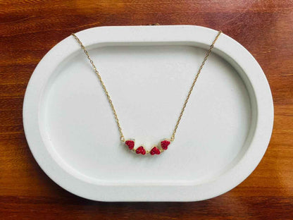 2 in 1 Reversible Heart to Flower Pendant Chain- Red & Blue