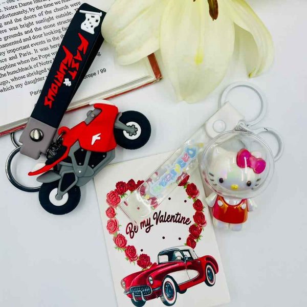 Keychain Gift Set – Bike Boy & Cute Girl