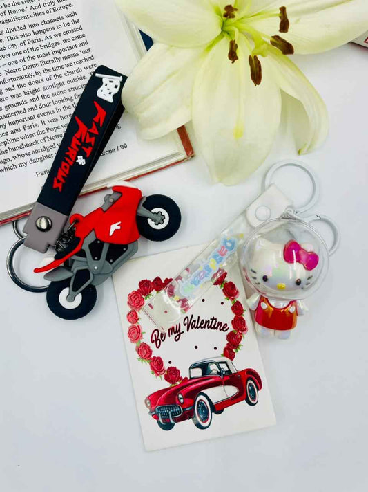 Keychain Gift Set – Bike Boy & Cute Girl