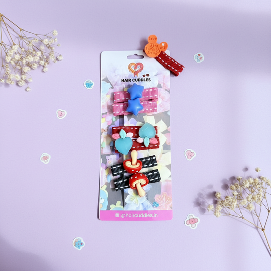 Cute Kids Hair Clips Set – Cartoon & Star Design (Pair of 3)