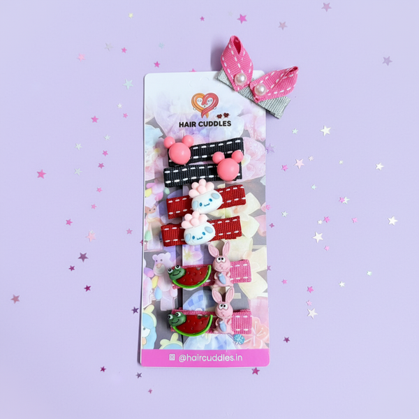Cute Kids Hair Clips Set – Cartoon & Star Design (Pair of 3)