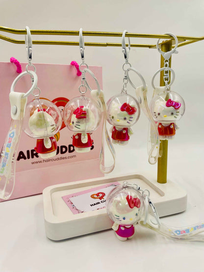 Cute Hello Kitty Keychain | Anime Style Key Ring for Kids | Bag, Backpack & Car Keychain | Pink & White