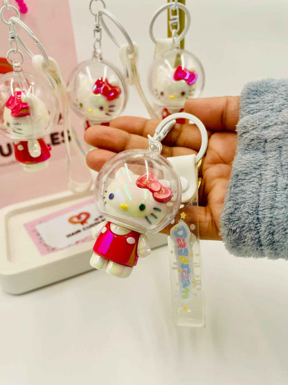 Cute Hello Kitty Keychain | Anime Style Key Ring for Kids | Bag, Backpack & Car Keychain | Pink & White