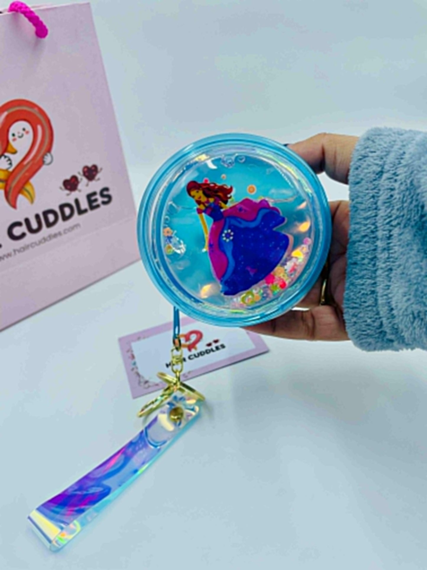 Holographic Princess Unicorn Pouch Keychain | Glitter Bag Charm- Random Piece as per availability - Hair Cuddles