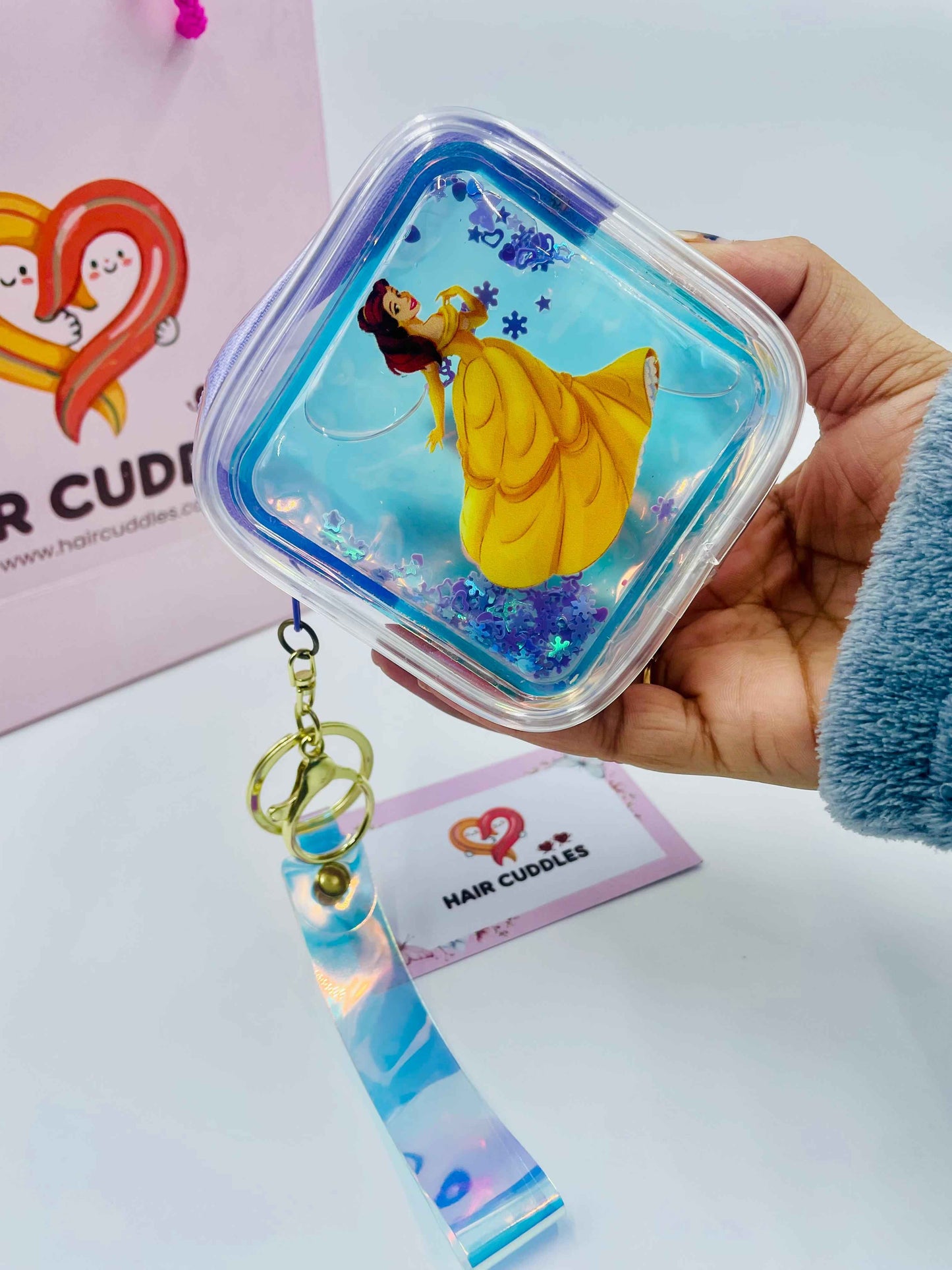 Holographic Princess Unicorn Pouch Keychain | Glitter Bag Charm- Random Piece as per availability