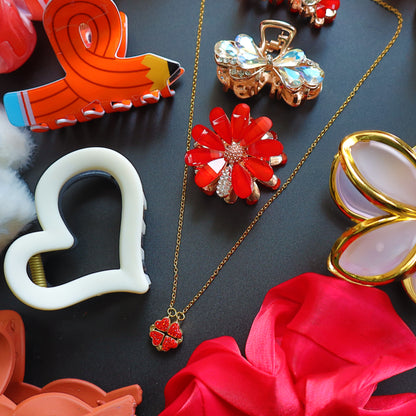 Hair Cuddles Premium Hair Claw Clip Combo with Pendent Chain, Floral & Butterfly Designs Stylish Clutcher Set for Women & Girls (Set of 18)