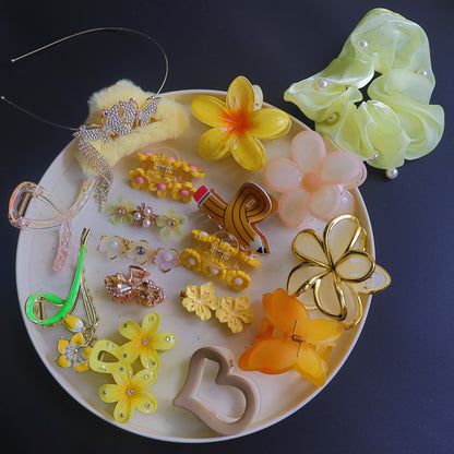 Hair Cuddles Premium Hair Claw Clip Combo with Hairband, Floral and Butterfly Designs Stylish Clutcher Set for Women & Girls (Pack of 18)