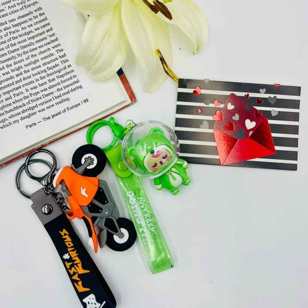 Keychain Set – Bike Boy & Cute Bear Girl