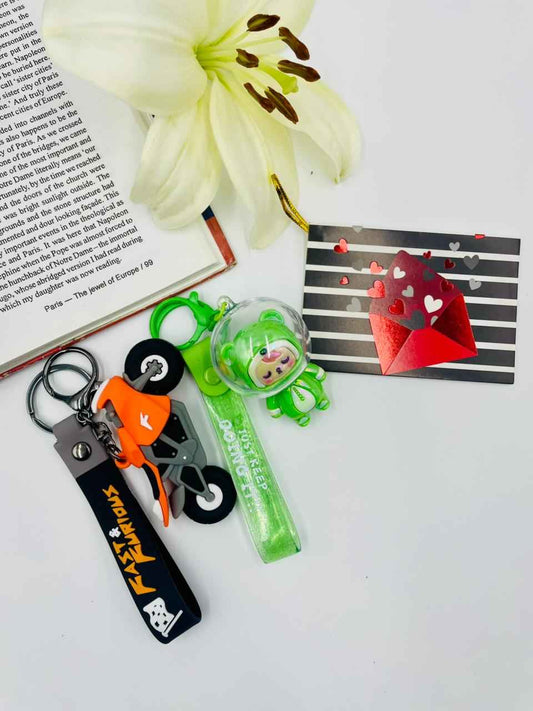 Keychain Set – Bike Boy & Cute Bear Girl