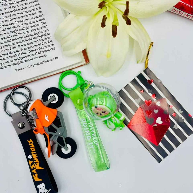 Keychain Set – Bike Boy & Cute Bear Girl