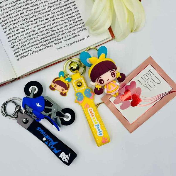 Keychain Set – Blue Bike Boy & Cute Doll Girl