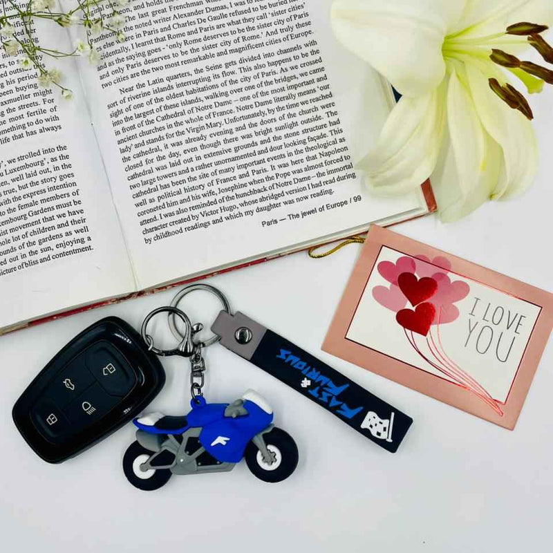 Keychain Set – Blue Bike Boy & Cute Doll Girl