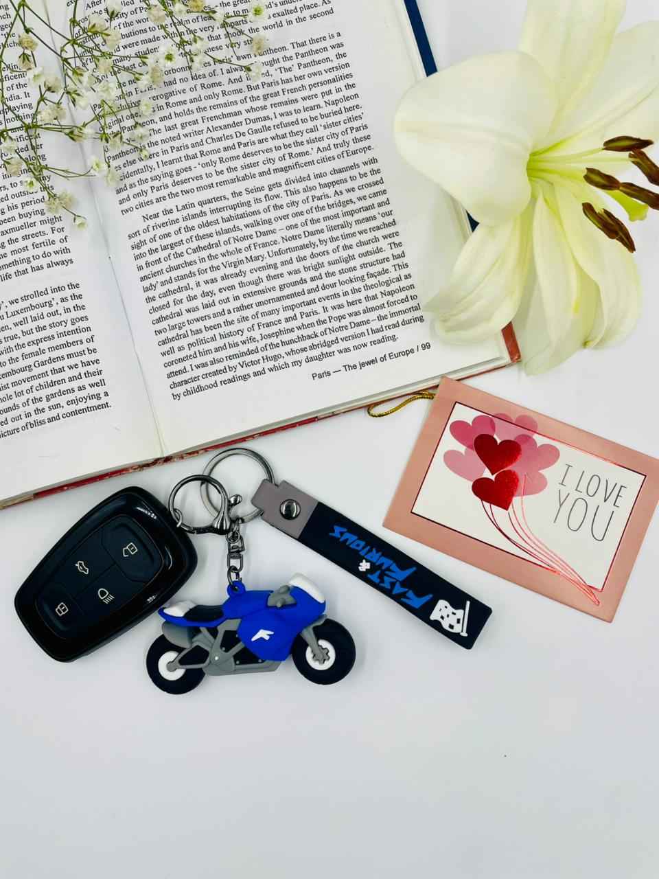 Keychain Set – Blue Bike Boy & Cute Doll Girl