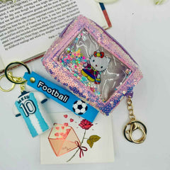 Keychain Set – Football Fan Boy & Cute Sequin Pouch Girl