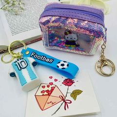 Keychain Set – Football Fan Boy & Cute Sequin Pouch Girl