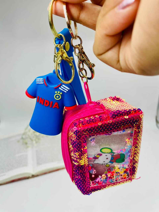 Keychain Set – Cricket Lover Boy & Cute Pouch Girl