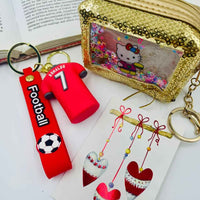 Keychain Set – Football Star Boy & Gold Sequin Pouch Girl