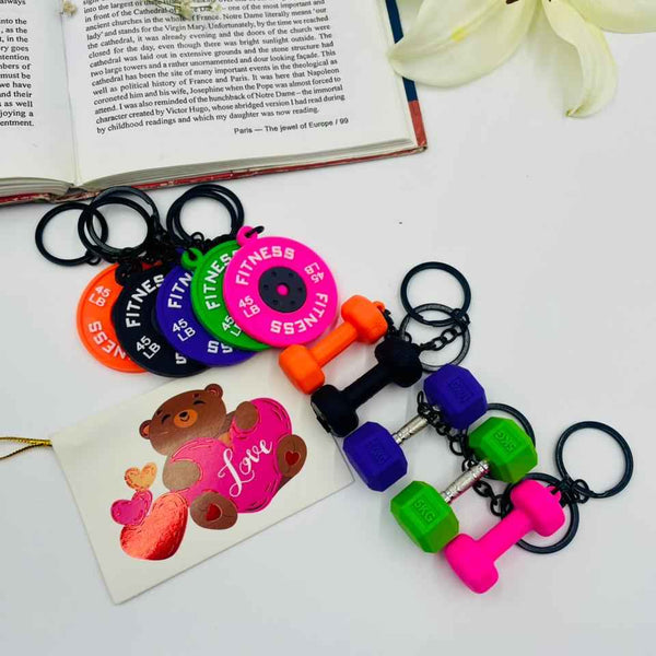 Fitness Freak Keychains – Dumbbell & Weight Plate Gym Charms