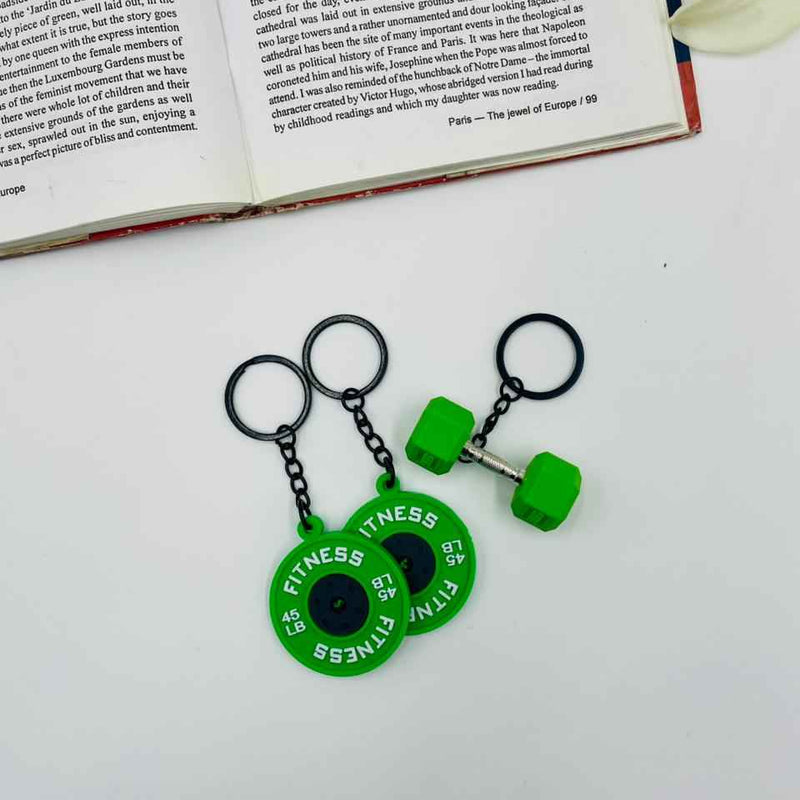 Fitness Freak Keychains – Dumbbell & Weight Plate Gym Charms
