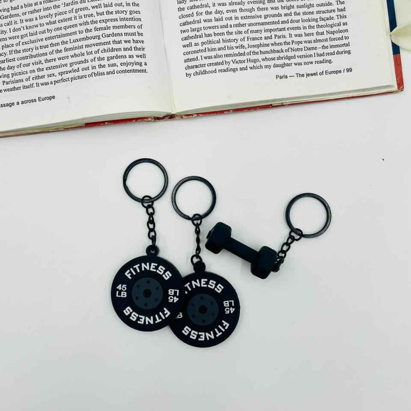 Fitness Freak Keychains – Dumbbell & Weight Plate Gym Charms