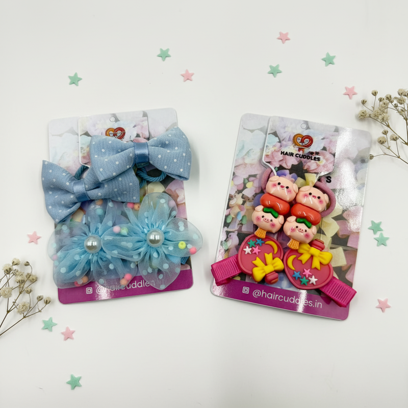Cute Kids Rubber Band and Hair Clip Combo Set