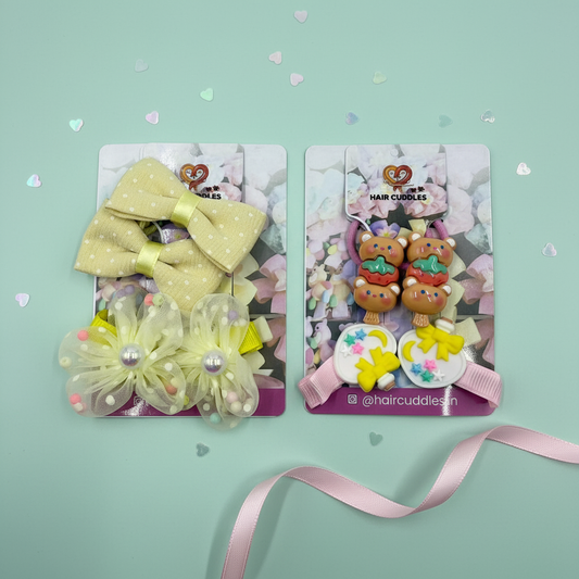 Kids Cute Hair Clips Combo – Bow, Flower & Cartoon Clips Set