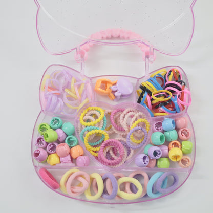 Hair Cuddles Hair Accessories Gift Pack for Girls – Cute Heart Kitty Shape Box-Kids Hair Styling Set Pack of 1